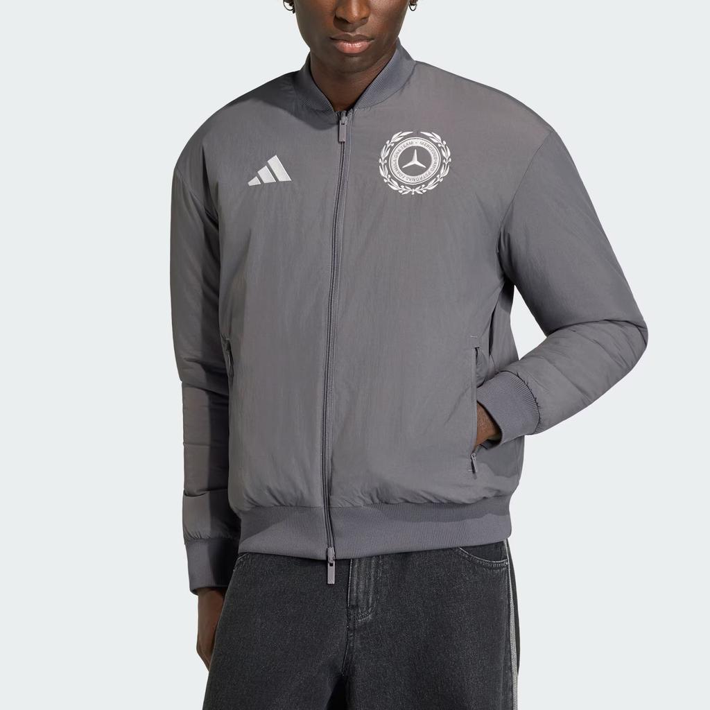 adidas Мужская теплая хлопковая куртка Mercedes - Amg Formula 1 Team Silver Series, двусторонняя, артикул KR3572