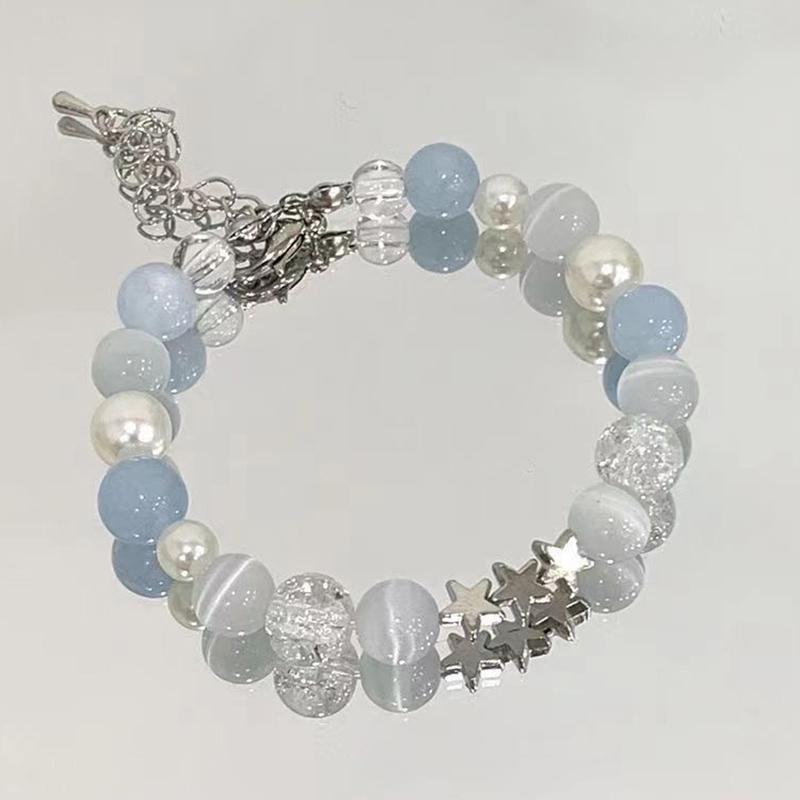 Сладкие браслеты-пентаграммы с жемчугом и бусинами для женщин и девушек, эстетичные, милые, со звездой, с синим стеклянным шариком, ювелирные аксессуары, подарки