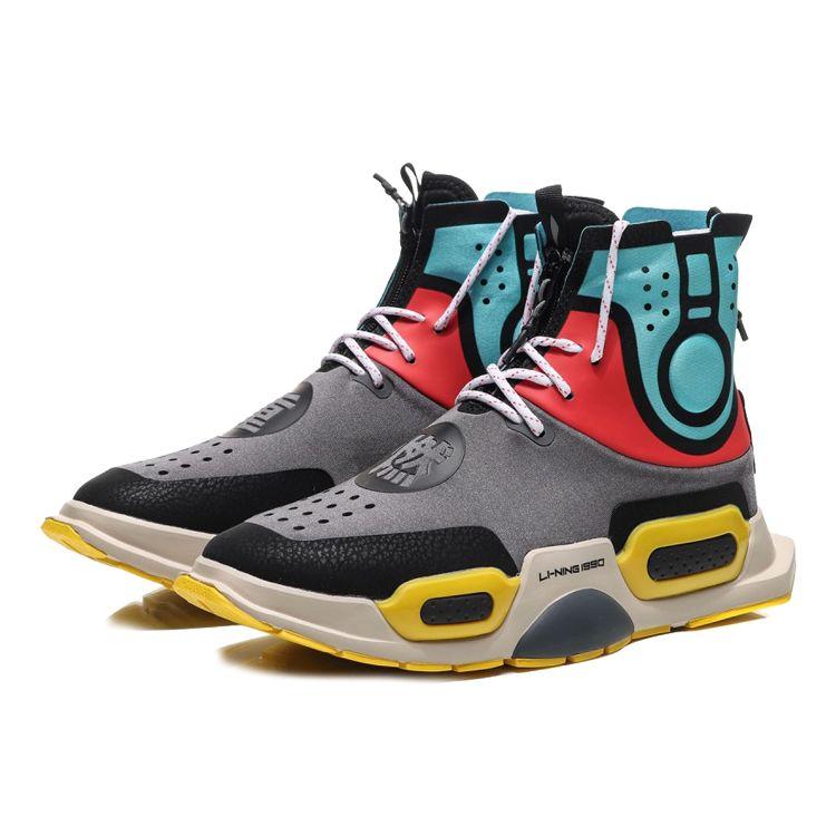 Li-Ning Reignite нескользящие износостойкие высокие повседневные туфли унисекс кроссовки железно-серые AGBN054-2