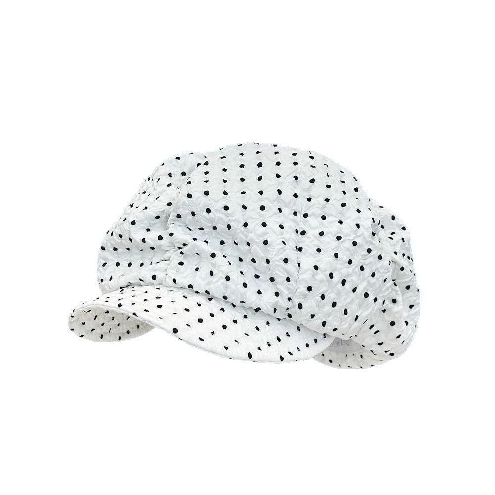 Versatile Oversized Cloud Hat Polka Dot Print Beret Trendy Octagonal Hat for Women