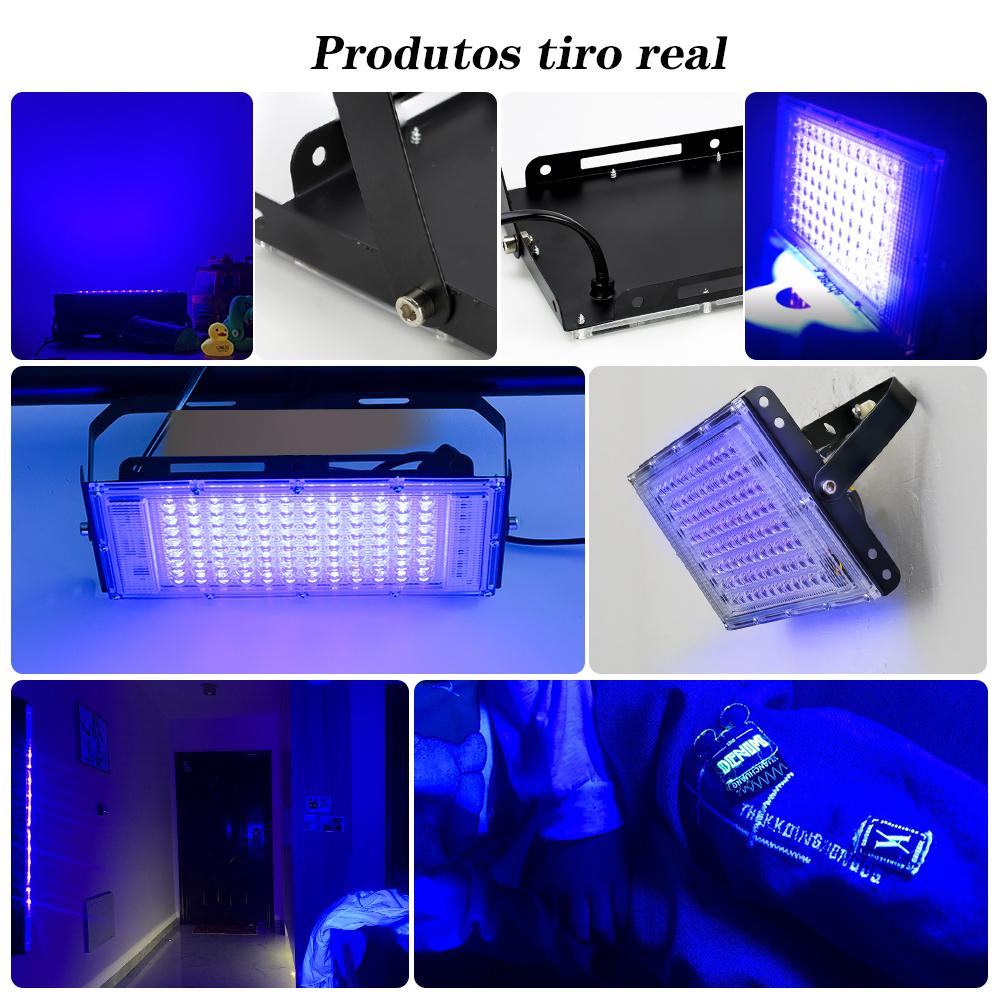 LED UV Floodlight 395nm 400nm 50W 100W 150W LED Stage Blacklight 220V Waterproof Ultraviolet Fluoresnt Party Stage Backlight