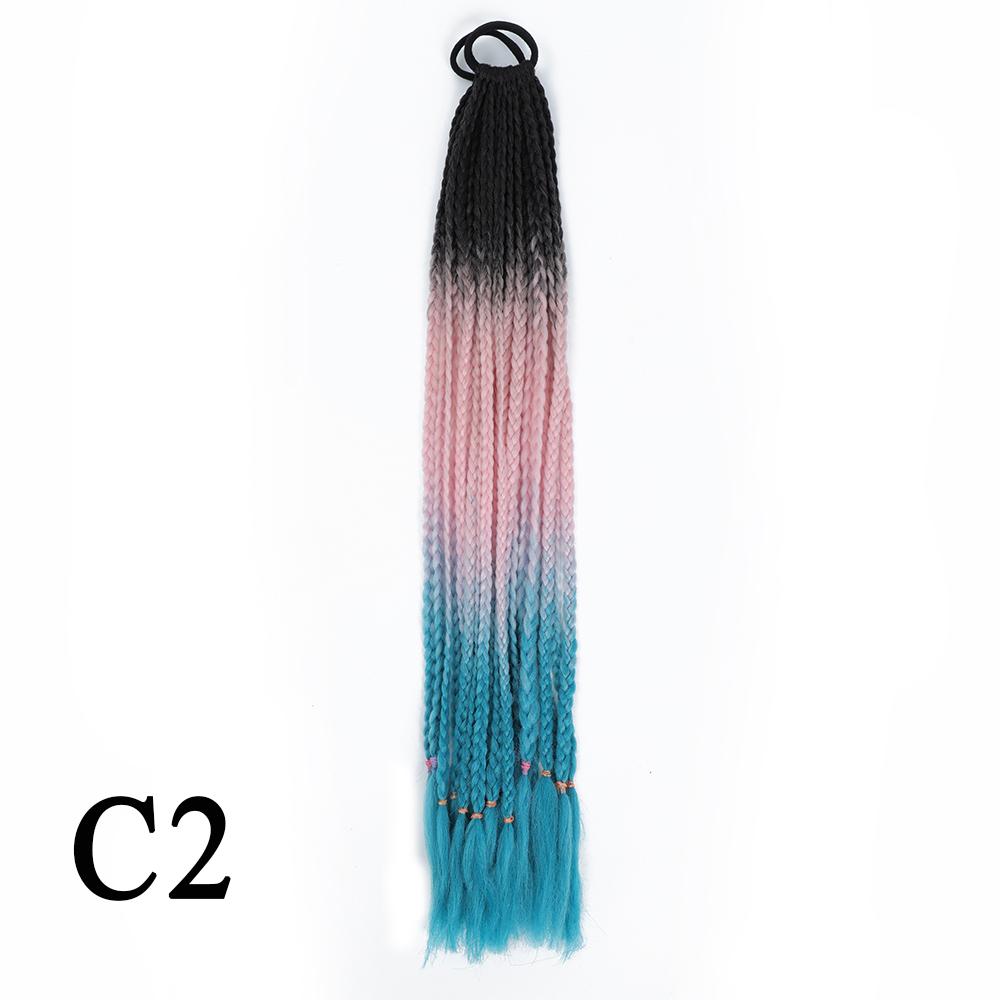 Плетеный хвост с резинкой, черный плетеный хвост ручной работы из термостойкого волокна, шиньоны с конским хвостом для девочек