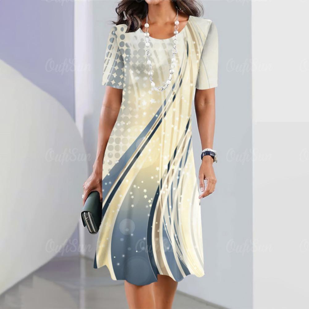 2025 новое элегантное и красивое платье миди с полосатым принтом для женщин, цельные летние платья больших размеров