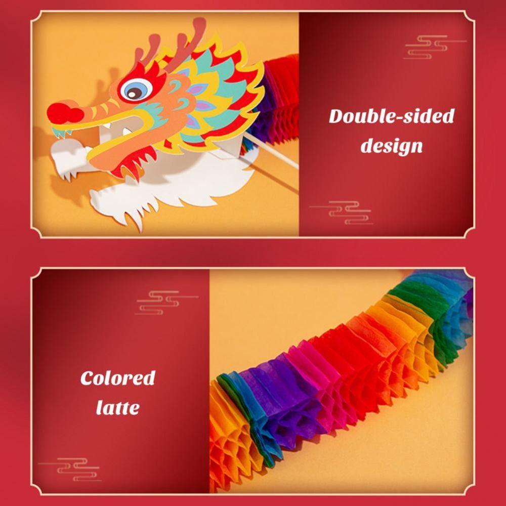 Zodiac Handheld Dragon Dance Craft Handmade Chinese Style Paper Dragon Lunar New Year