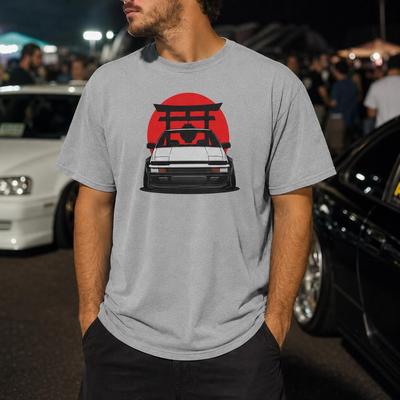 Футболка JDM Drift, Ретро футболка с японским спортивным автомобилем, Восходящее солнце Ворота Тории Подарок автолюбителю для него, Легенда дрифта 80-х Подарок
