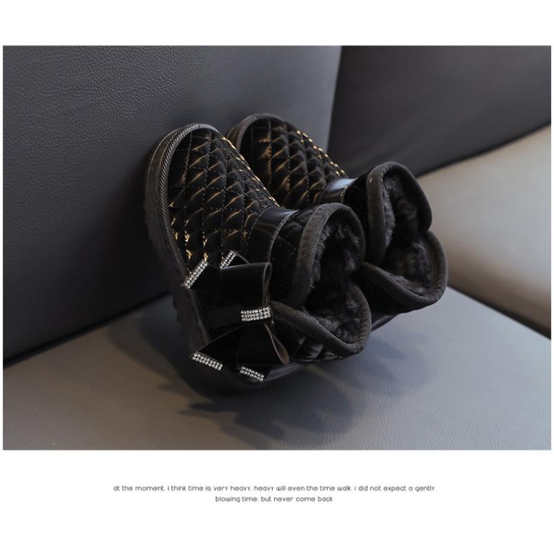 Зимние ботинки для девочек с шерстяным утолщением, водонепроницаемые, нескользящие, детские хлопковые туфли, осенне-зимняя новая теплая обувь для малышей, детская обувь