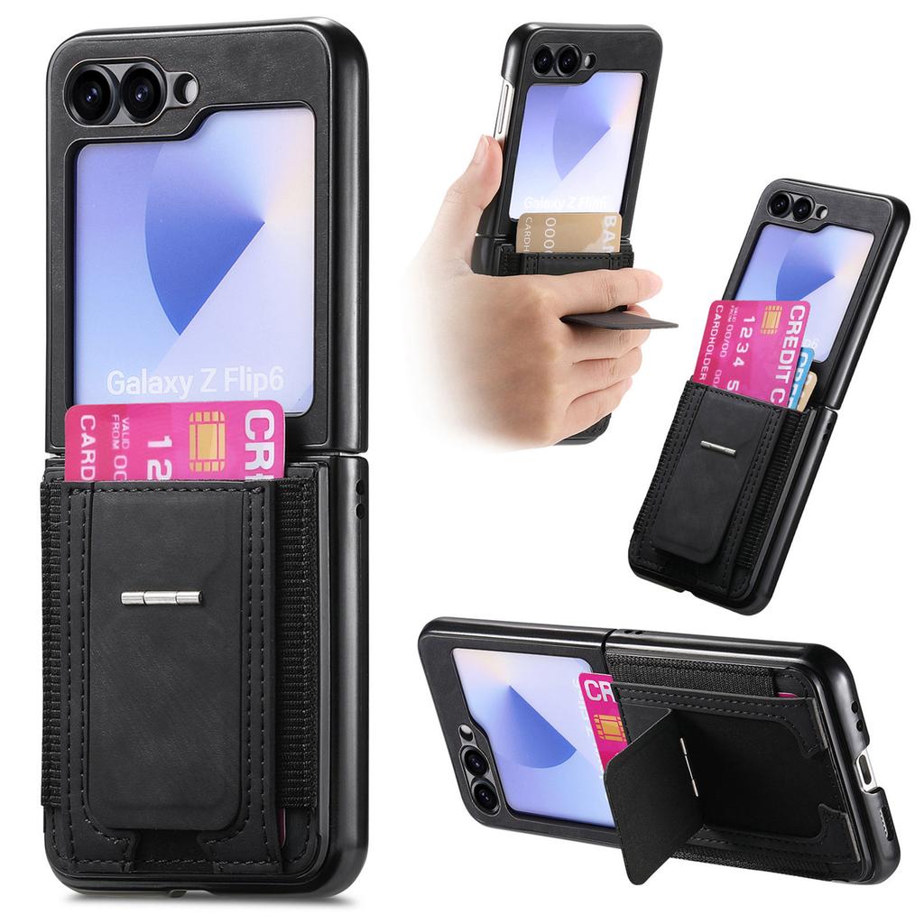 Чехол-подставка из ретро-кожи для Samsung Galaxy Z Flip7 FE 5G/Z Flip6 5G с держателем для карт