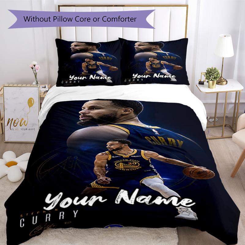 3pcs Custom Name Curry Bedding Set Duvet Cover Closure Includes 1 Duvet Cover & 2 Pillowcases, Soft and Comfortable for All Seasons.