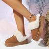 Casual Faux Fur Decoration Slip On Snow Boots Women 2025 Winter Thick Bottom Medium Heel Ankle Snow Boots Warm Short Plush Shoes