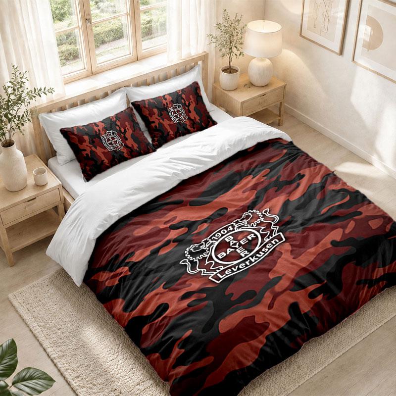 Bedding Set 1 Duvet Cover 2 Pillowcases Bayer Leverkusen Football Print Bedroom Home Decoration