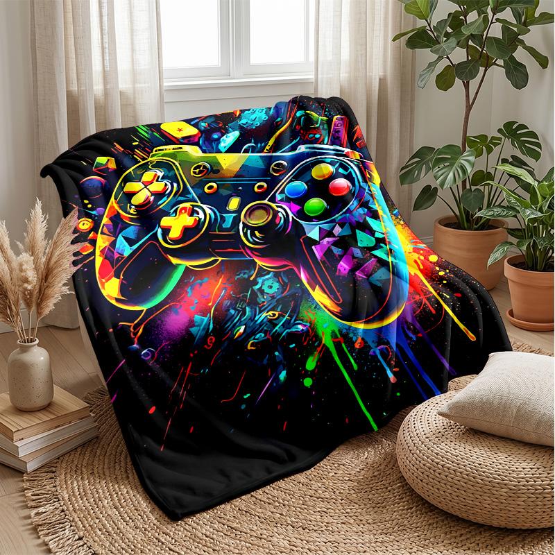 Vibrant Gaming Controller Art Theme blanket Lightweight Warm Flannel Blanket Decorative Throw Blanket for Home Decoration