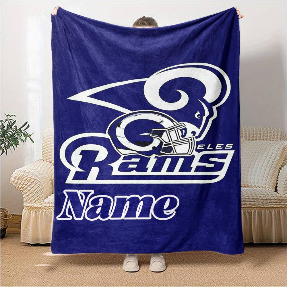 Custom Name Rams Helmet Print blanket for Couch & Bed, Plush Cozy Fuzzy Blanket Super Soft & Warm Blankets for Fall and Winter. 0908456