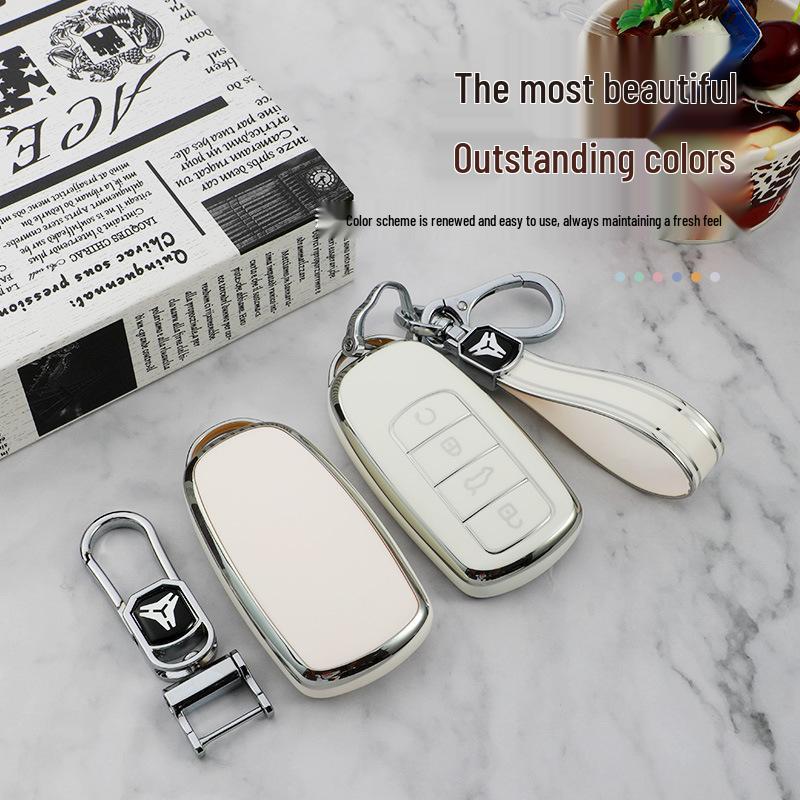 Чехол для ключа автомобиля Cherry Pro Tiggo 8 Plus для версии Kunpeng E+ Arrizo 5 и Ou Mengda - Женский дизайн с пряжкой-ракушкой