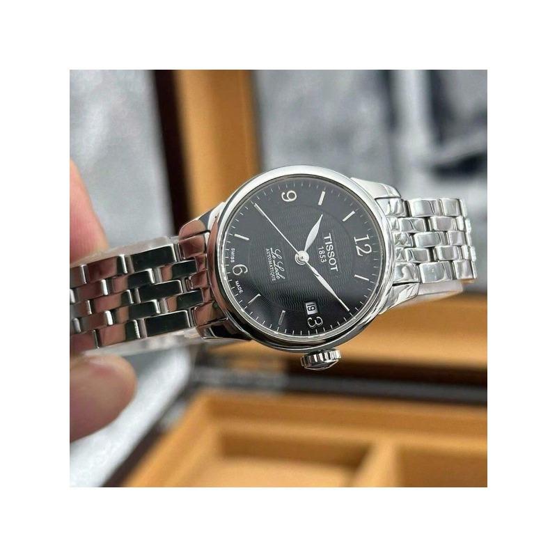 Tissot Автоматические механические часы Le Locle, водонепроницаемость 30 м, Swiss-made, черный циферблат 25,3 мм, корпус и браслет из нержавеющей стали, T41.1.183.54