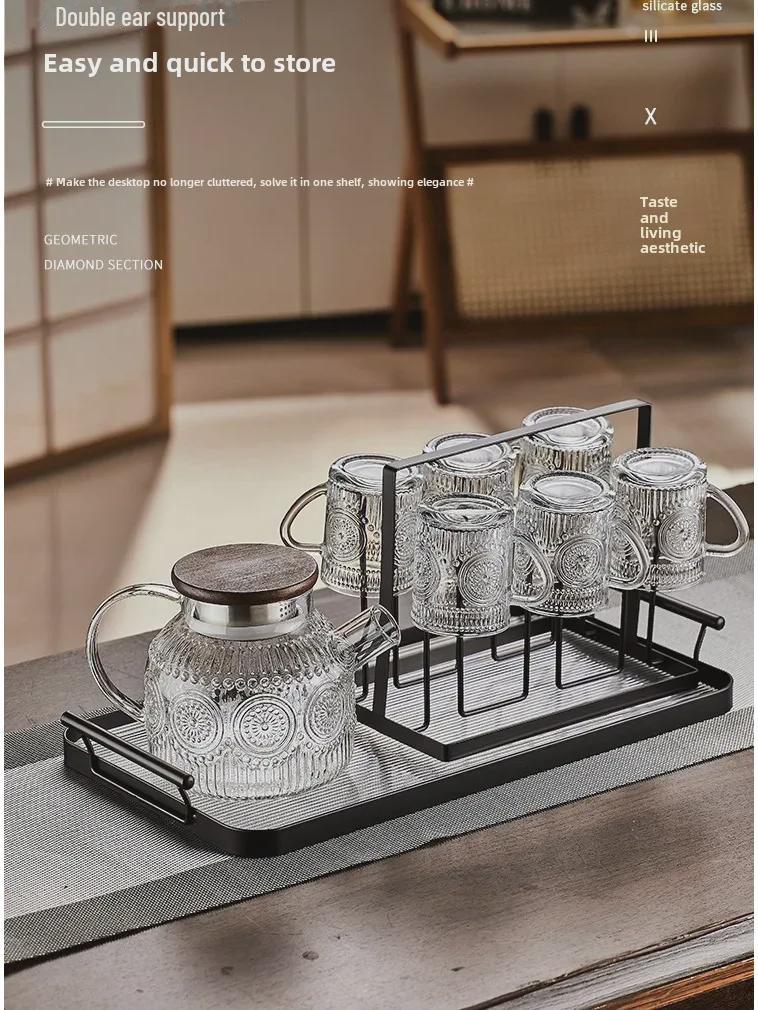 Стильный термостойкий стеклянный чайник с ручкой - большой емкости цветочный чайник для прохладительных напитков