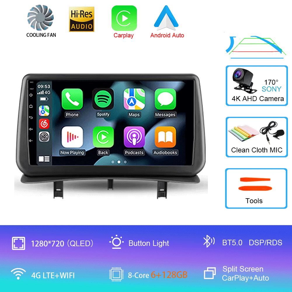 Видеоплеер Автомобильный Радиоприемник Android 14 Для Renault Clio 3 2005-2014 Беспроводной CarPlay Auto 4G Мультимедиа Навигация GPS 2din