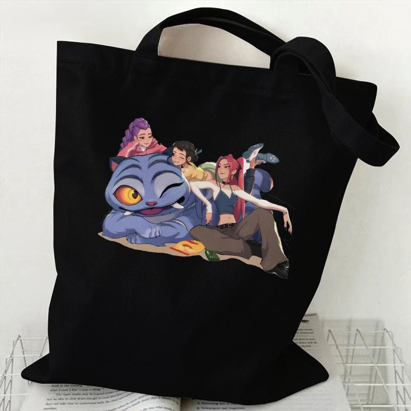 Сумка-шоппер из парусины с принтом KPOP Demon Hunter Group, студенческая, на каждый день, трендовая