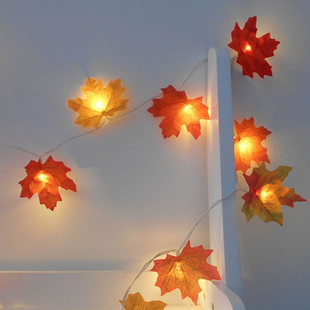 Waterproof Maple Leaf LED String Light Backyard Courtyard Bedroom Strip Lamp Garland Christmas Thanks-giving Decoration