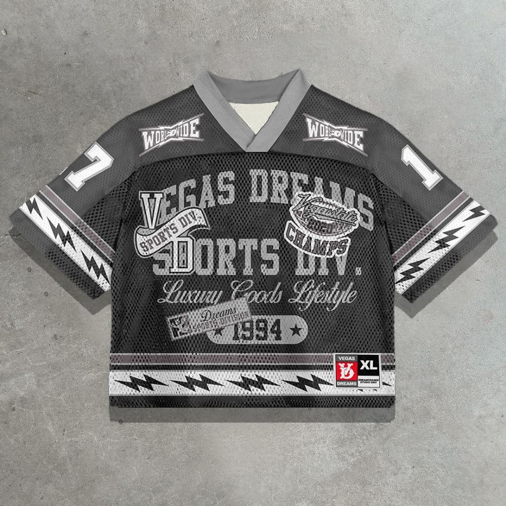 Американская футболка Harajuku Splicing Retro Trend Hip-hop Baseball Sports с короткими рукавами для мужчин, свободная сетчатая футболка с принтом для пар