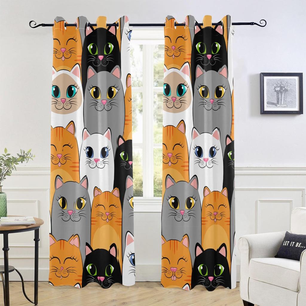 Кошачьи шторы на окна милые домашние кошки шторы для спальни гостиной для детей мальчиков девочек животные тематика обработка шторы 2 шт