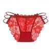 Сексуальные женские однотонные прозрачные бесшовные трусики с низкой талией, женские кружевные трусики с цветочным принтом на бедрах