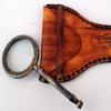 Лупа из латуни с кожаным чехлом, настольное увеличительное стекло