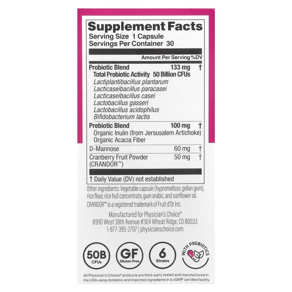 Physician'S Choice, Women's Probiotic, 50 Billion CFU, 30 Capsules