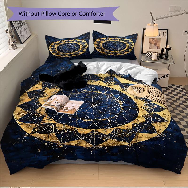 3pcs Cosmic Mandala Bedding Set, Includes 1 Comforter + 2 Pillowcases, Without Pillow Inserts, Soft Comfortable, Lightweight Breathable024