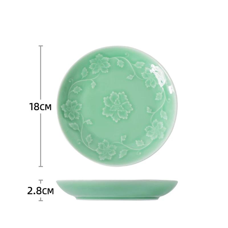 Креативная рельефная керамическая тарелка с цветами, высококлассные обеденные тарелки в китайском стиле, тарелка для вкусных блюд, тарелка для салата, изысканная домашняя посуда
