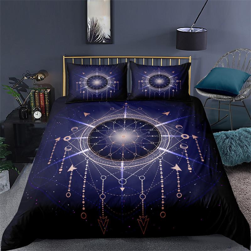 Soft Bohemian Chic Colorful Mandala Bedding Set Microfiber Galaxy Print Duvet Cover With Zipper Closure Pillow Case Home Textile