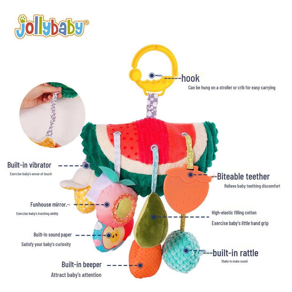 Подвесная игрушка Jollybaby для коляски - Успокаивающая и красочная игрушка-погремушка на веревочке для малыша