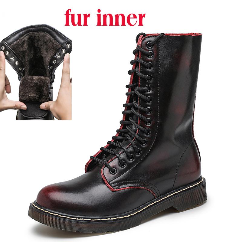 Мужские сапоги до середины голени Высокие рабочие ботинки для пар Мотоциклетные ботинки для активного отдыха Женские ботинки больших размеров Зимние плюшевые хлопковые ботинки