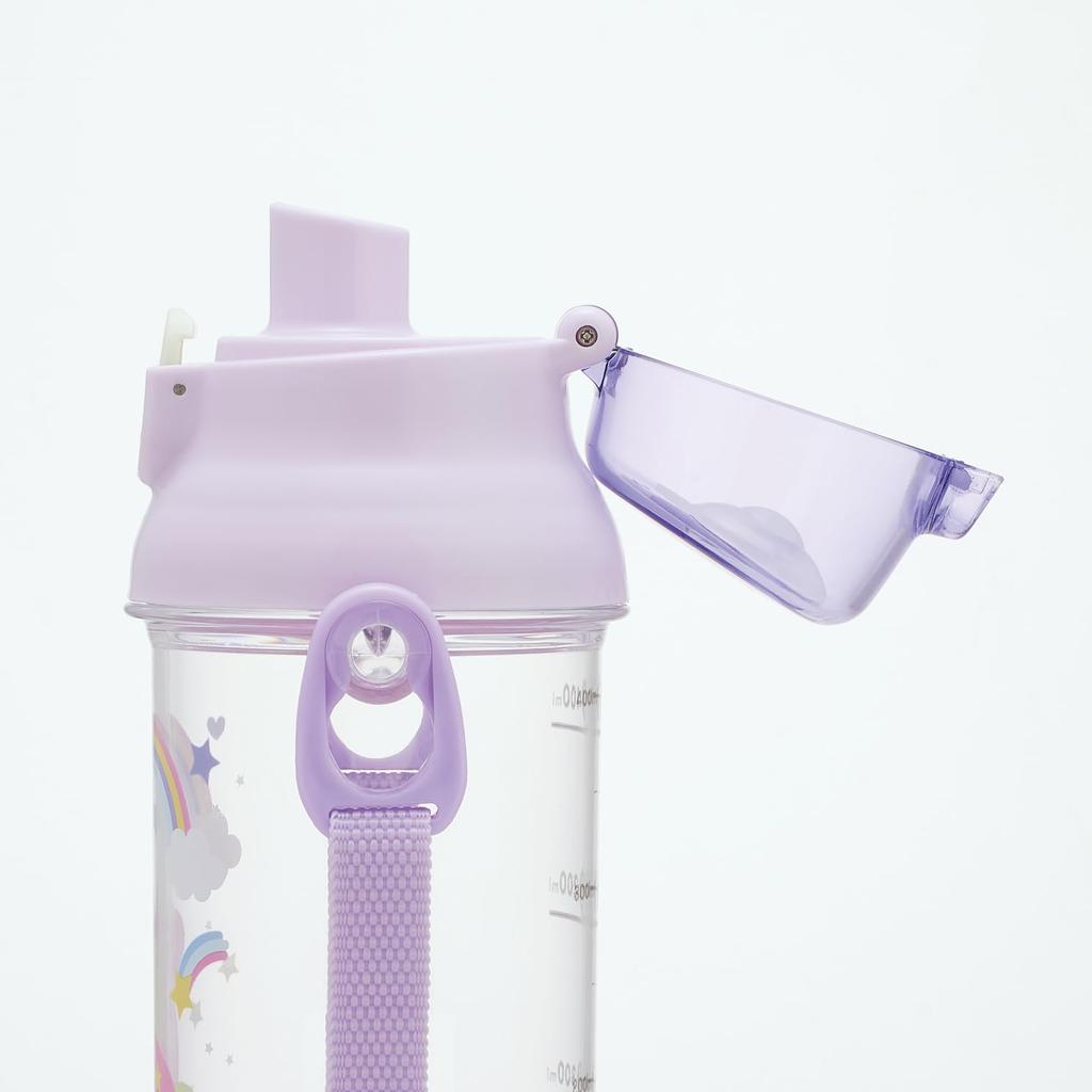 Skater Бутылка для воды из прозрачного пластика 480 мл со шкалой для контроля уровня жидкости в организме, детская, для девочек-единорогов PSB5TRC-A
