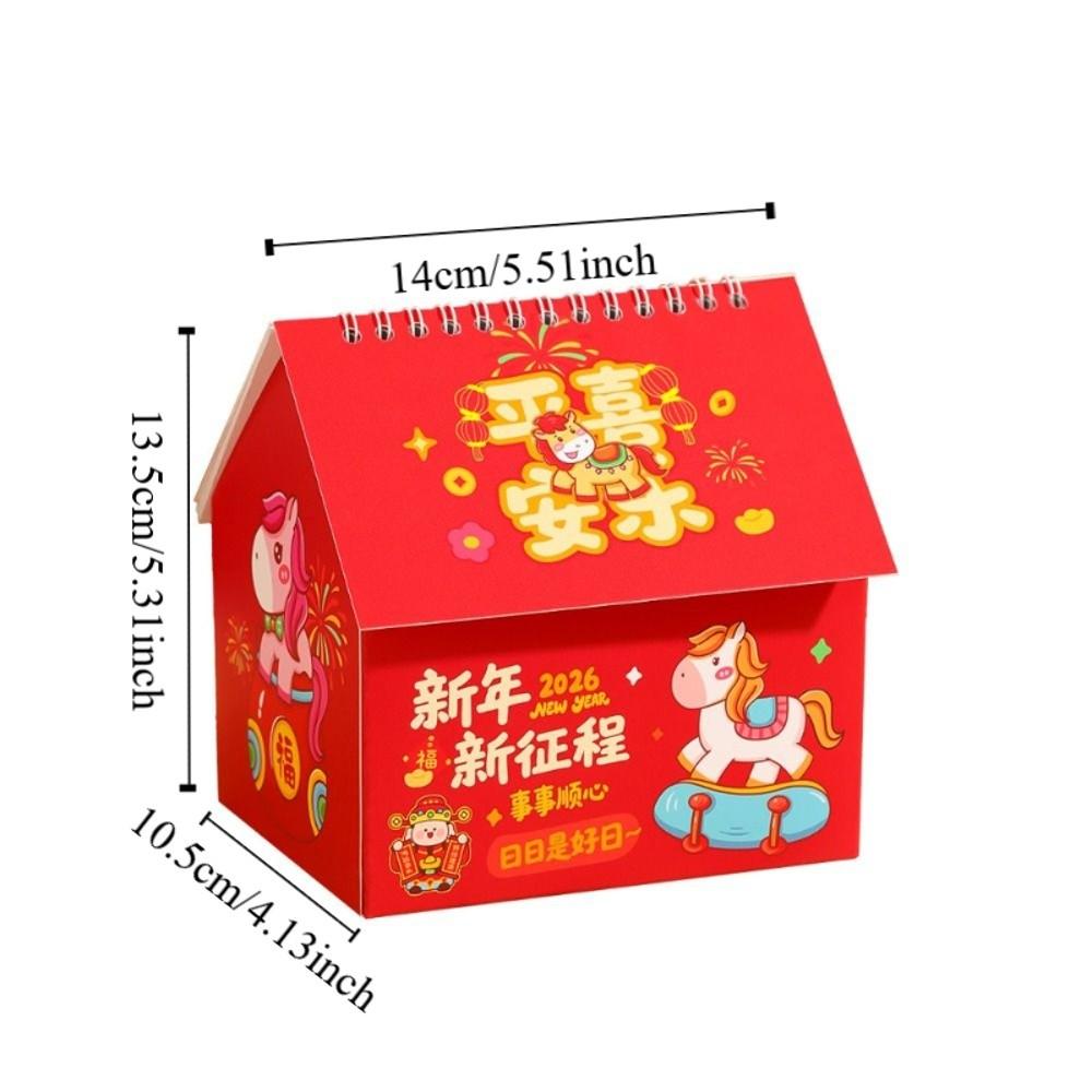 Cartoon 2026 Desk Calendar Coil Binding Standing Flip Calenda Monthly Planner Spring Festival