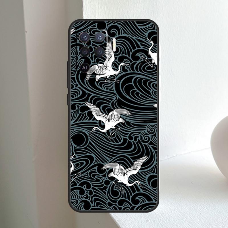 Чехол Art Crane Waves для OPPO A74 A54 A94 A17 A57 A15 A16 A76 A96 A18 A38 A58 A78 A98 A40 A60 A80 A5 A6 Pro