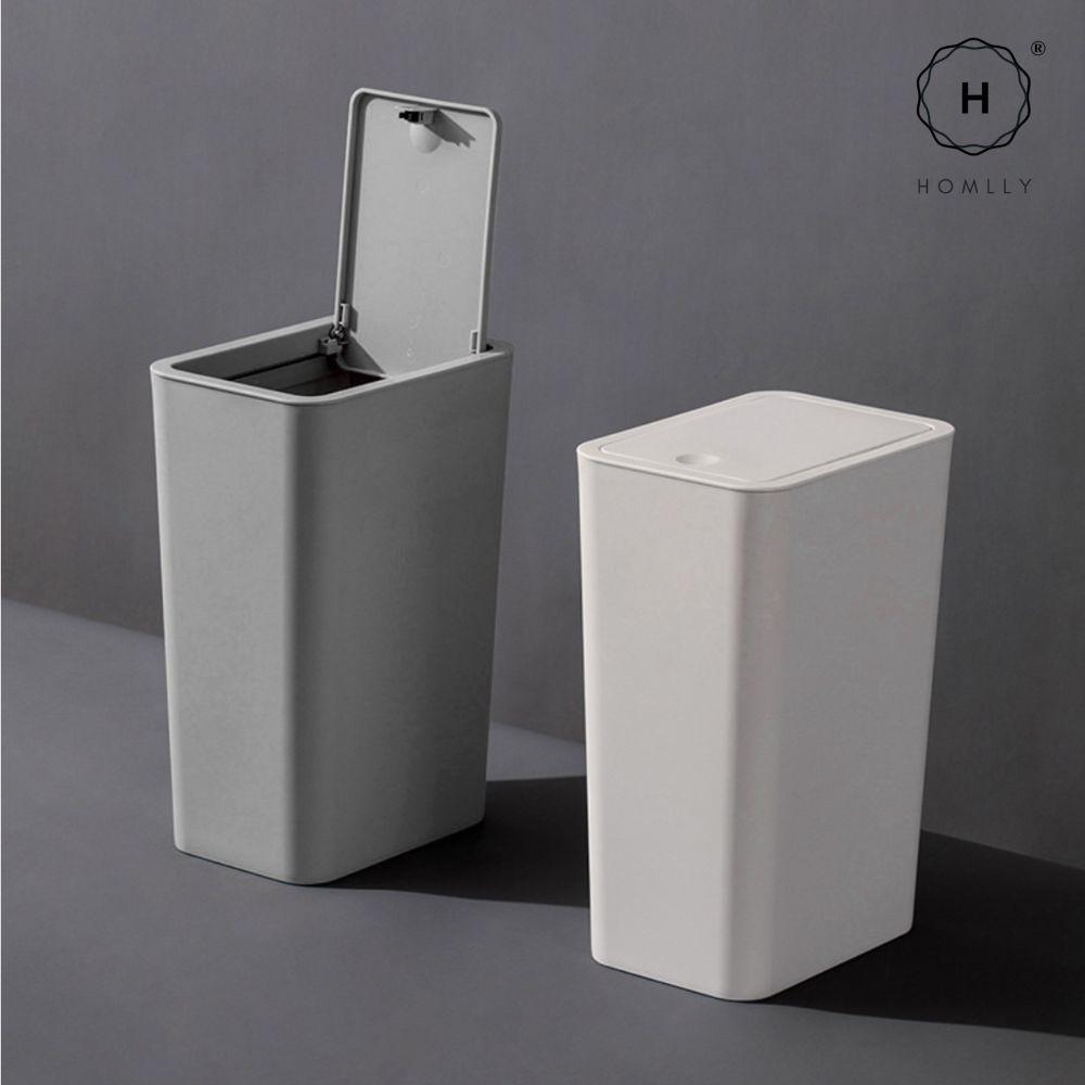 HOMLLY Slim Garbage Rubbish Trash Bin with Pop-Up Lid (3 Colors)