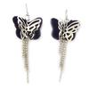 Les Trésors De Lily [L7492] - Purple 'Butterflies' Designer Earrings (fabric)