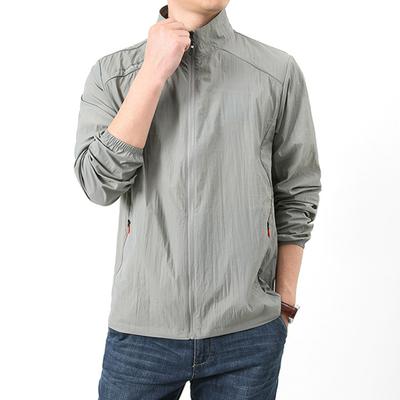 Мужская быстросохнущая дышащая куртка с воротником-стойкой и карманами на молнии с длинными рукавами, однотонная спортивная верхняя одежда для рыбалки на открытом воздухе