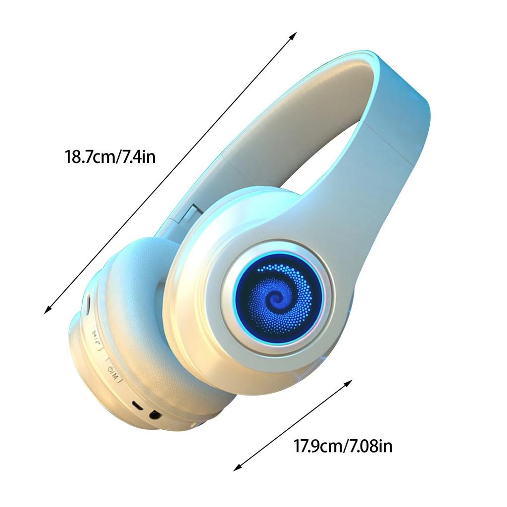 Active Noise Cancelling Wireless Bluetooth Headphone with RGB Light and Mic To Wear Surround Stereo Sound Super Long Battery Life Foldable Lightweight