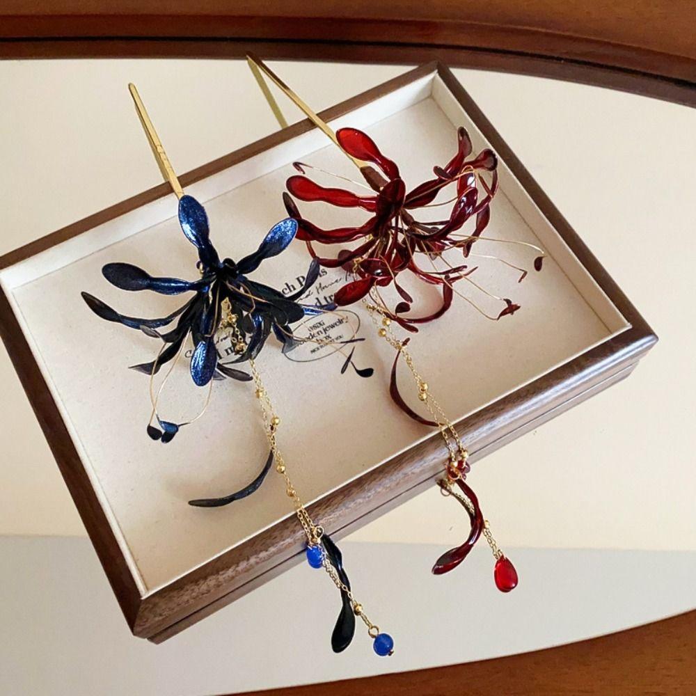 Палочки для волос в китайском стиле с цветком лилии-паука, палочки для ханфу, для женщины, девушки, аксессуары для волос