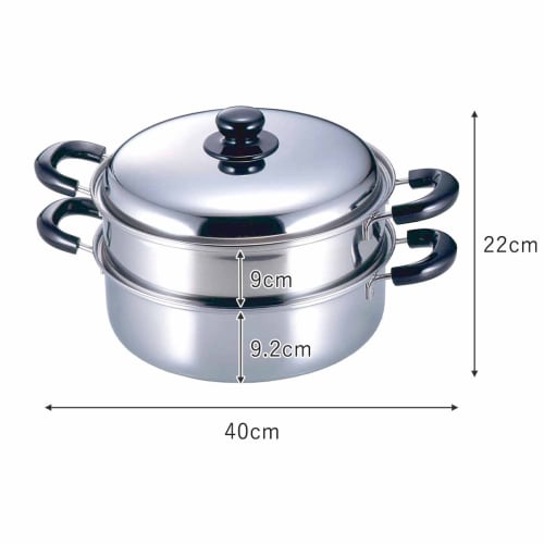 Shimomura Kihan Steamer, 26cm, Made In Japan, Induction Compatible, Stainless Steel, Two-Tier Steamer, Easy Steaming for Vegetables, Tsubame-Sanjo, Pr