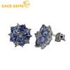 Серьги для женщин, стерлинговое серебро 925 пробы, 3*4 мм, серьги-гвоздики из натурального танзанита, ювелирные изделия для свадьбы, вечеринки, подарок