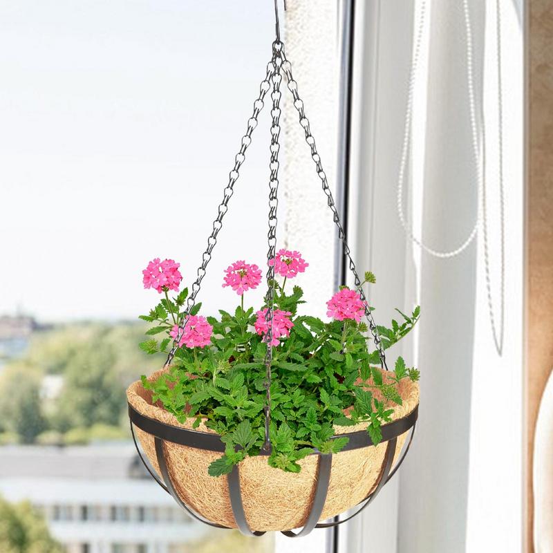 Hanging Baskets for Plants with Coco Liner Flower Basket Pots Holder Hanger Hook Deck Patio Porch Garden Balcony Decoration