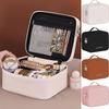 PU Leather Travel Toiletry Pouch Double-Layer Makeup Toiletries Organizer Travel