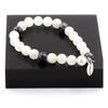 Stones and Minerals. Moonstone + Snowflake Obsidian Pearl Bracelet 8 Mm. Made In France.