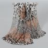 New Leopard Print Splicing Chiffon Silk Scarf Scarf Female, Spring and Summer Sunscreen Silk Scarf Tulle Scarf XQ