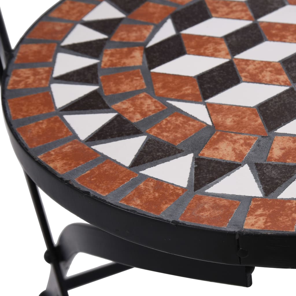 3 Piece Bistro Set with Mosaic Ceramic Terracotta Design