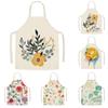 Home Print Linen Apron Floral Print Adult Kids Plant Cartoon Apron Aprons for Women Kitchen Cooking Accessories Delantal Cocina
