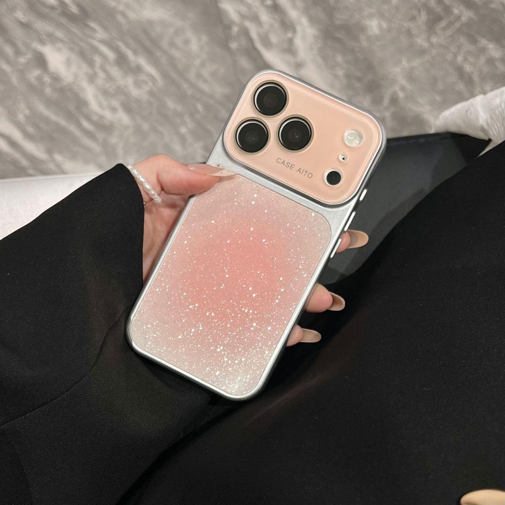 Чехол-градиент с блестками для iPhone 17 Pro Max: Полное покрытие для Apple 14/15/16