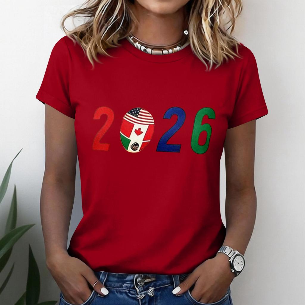 Women's Casual Short Sleeve T-Shirt Crew Neck 2026 Soccer Graphic Print Lightweight Soft Fabric Comfortable Fit